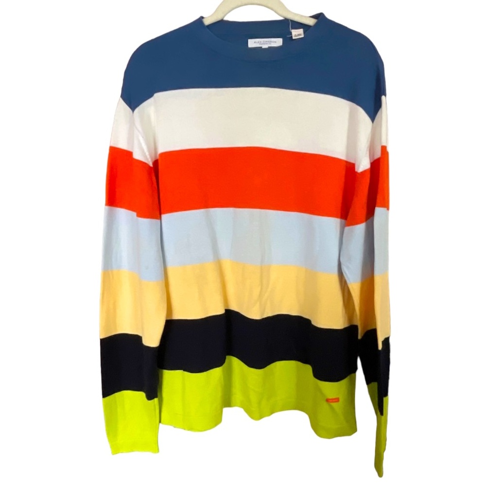 Alex Cannon 100% Cotton‎ Multicolor Striped Crewneck Sweater L